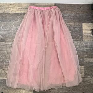 NWT WDPL pink elastic waist tulle maxi skirt size XL B164